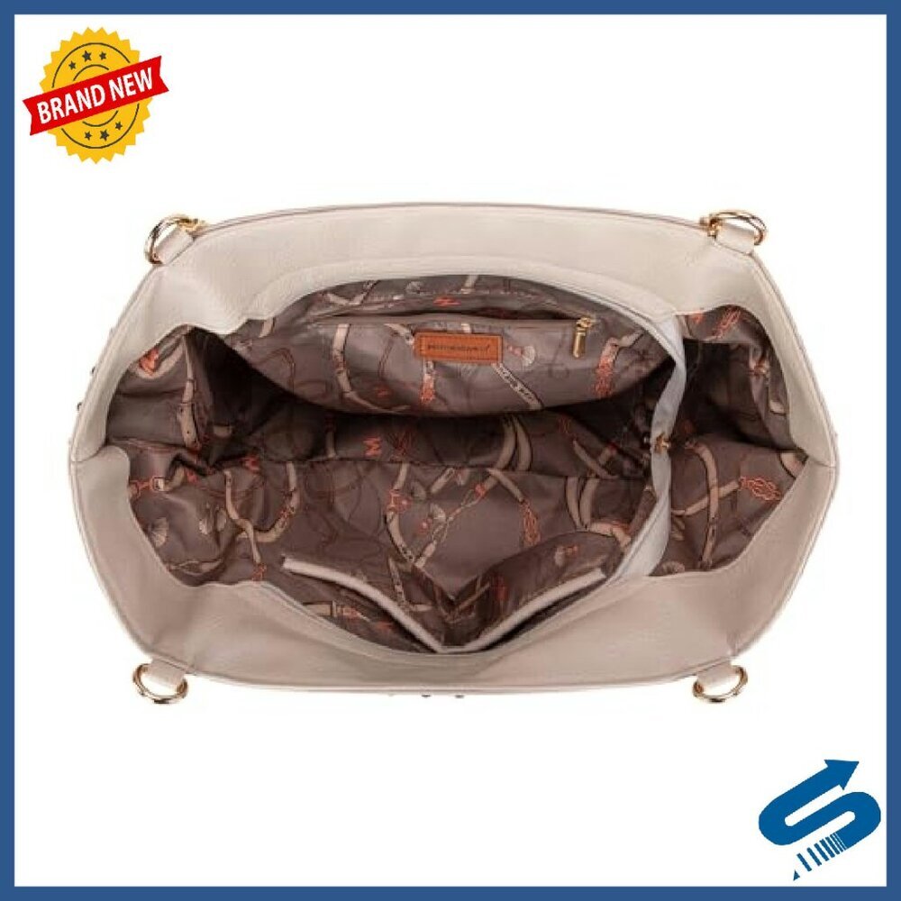 Oversized Vegan Leather Tote Bag with Chain Handle - Large Capacity - Picture 7 of 8